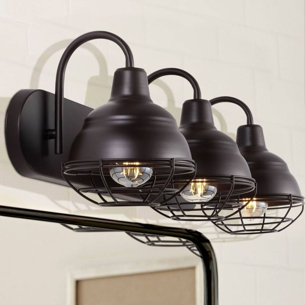 JONATHAN Y - 24.5" 3-Light Levi Industrial Farmhouse Iron LED V Bronze - Picture 3 of 8